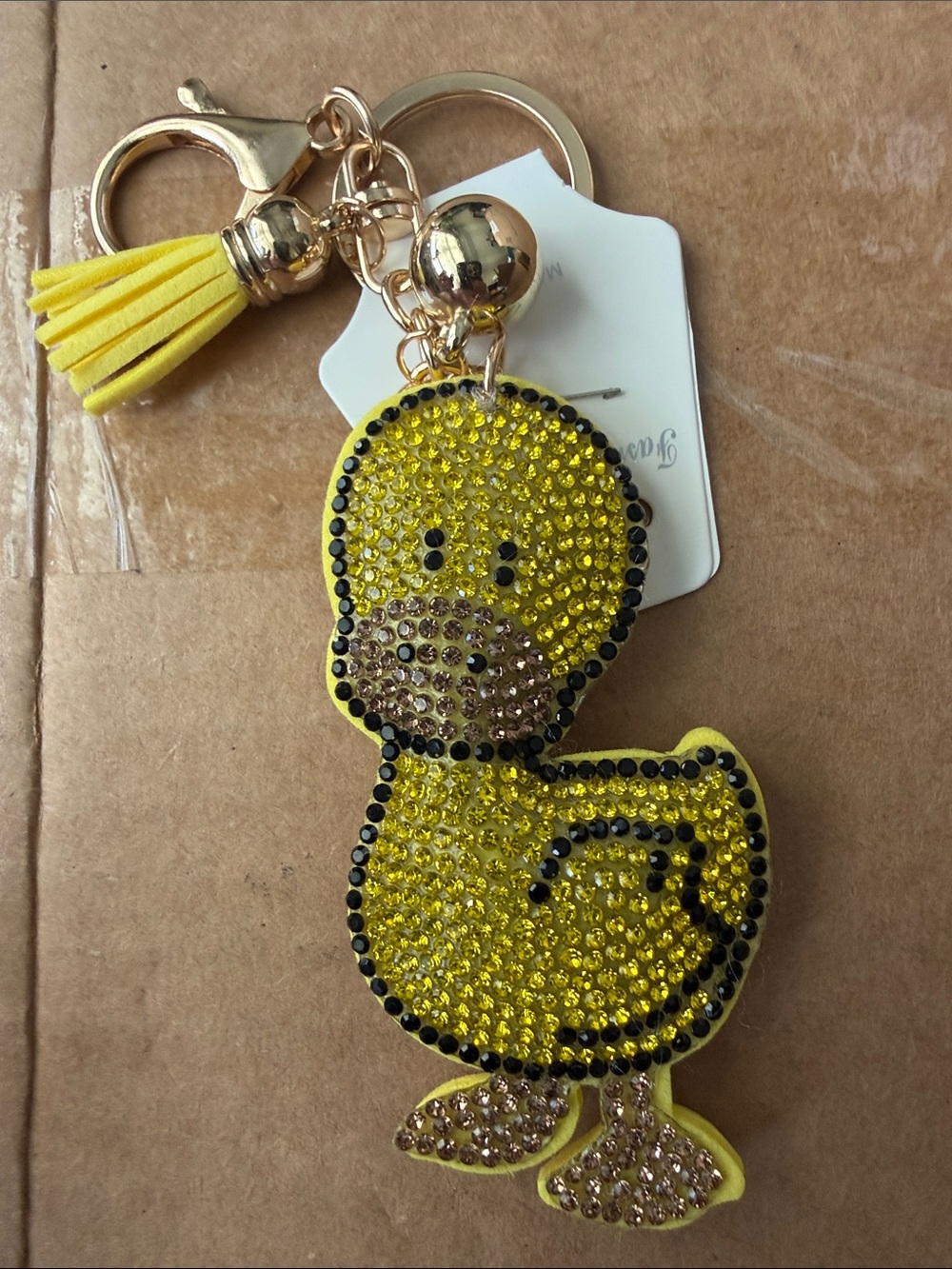 Yellow Crystal Duck Keychain Bag Charm NWT